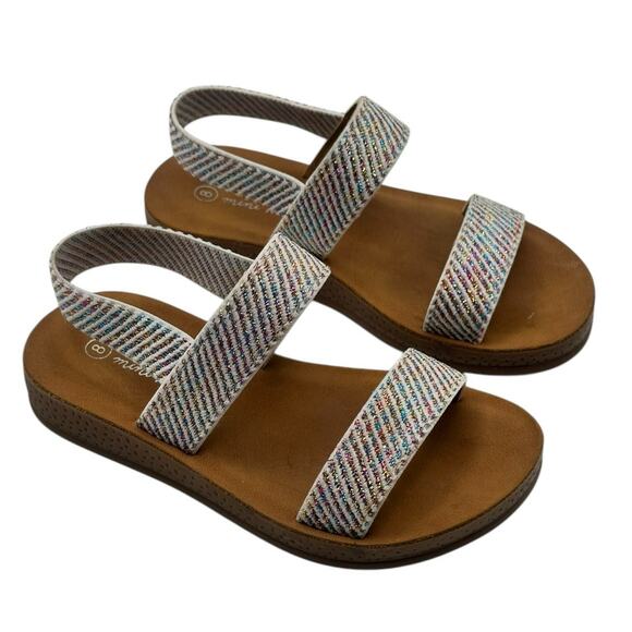 MINI MODA Girls Shimmery Open Toe Strap Sandals 8 - Picture 1 of 5